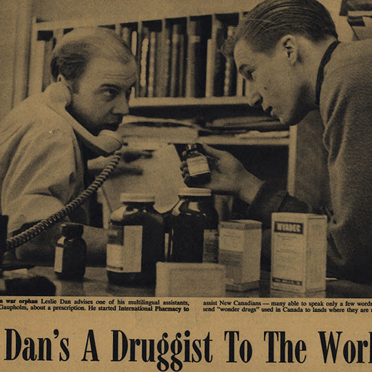 an old newspaper article about opening International Pharmacy