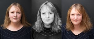 three different pictures of the same woman, show how our inner state affects our appearance