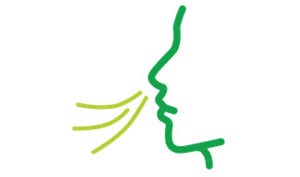 Logo featuring a person's head with a distinctive green line integrated into the design.